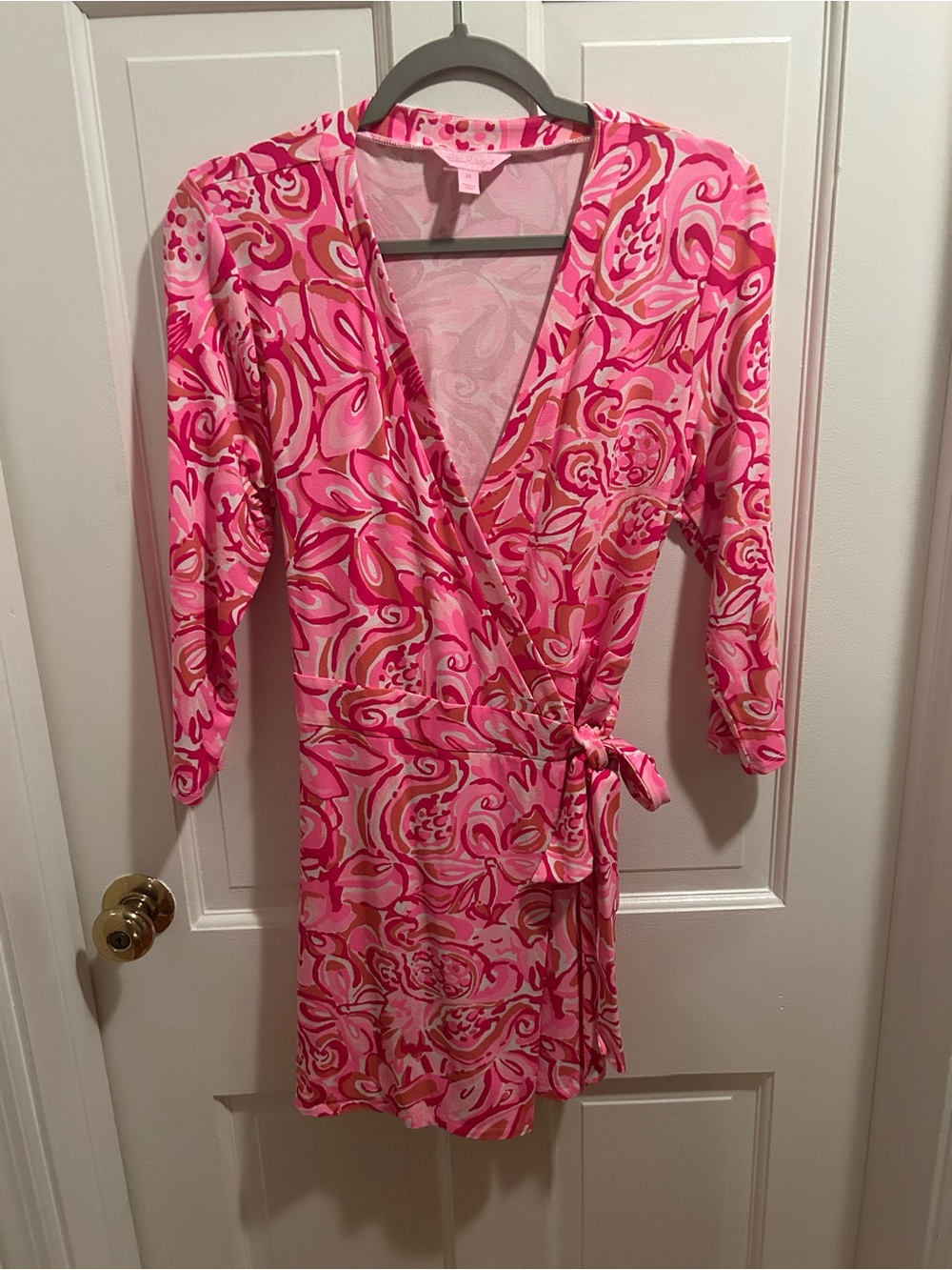 Lilly Pulitzer Pink Swirl Print Wrap Romper Size M